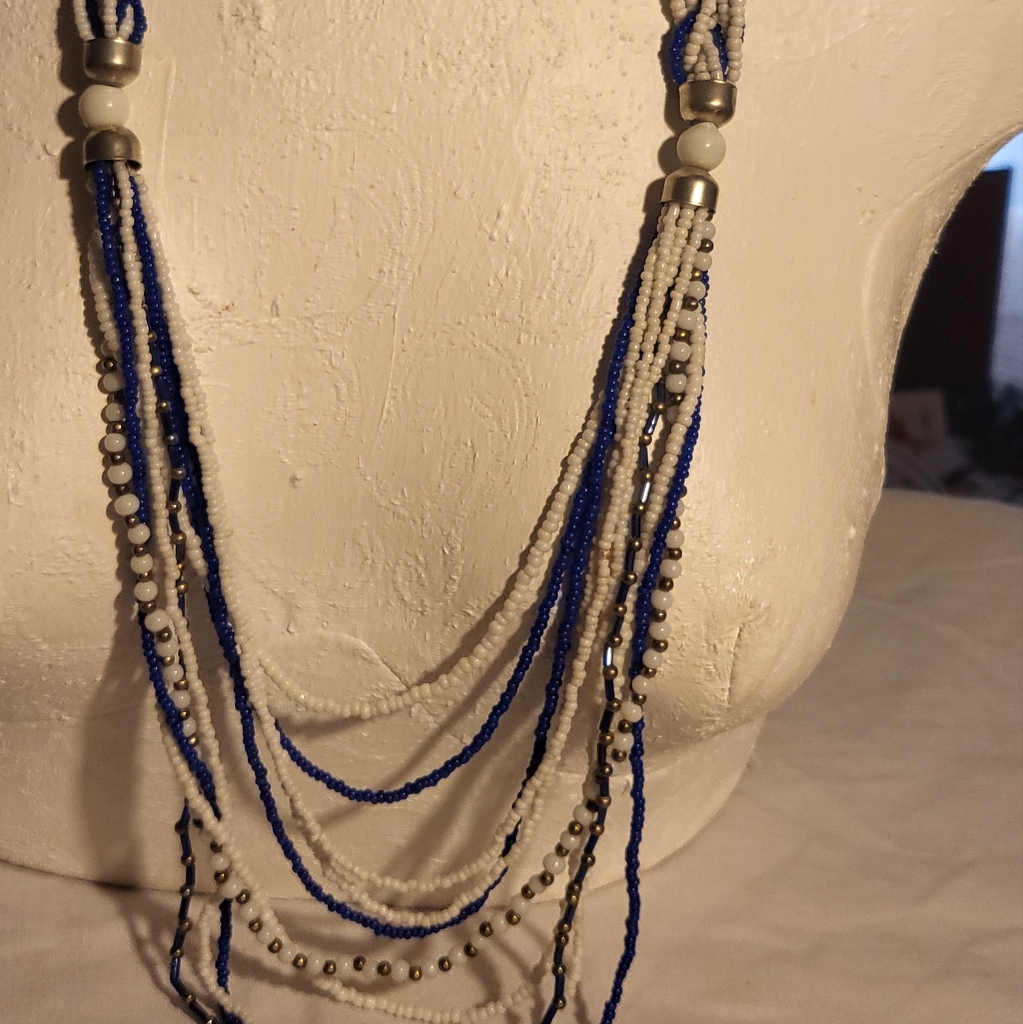Nwt New Directions Blue And White Beaded Necklace